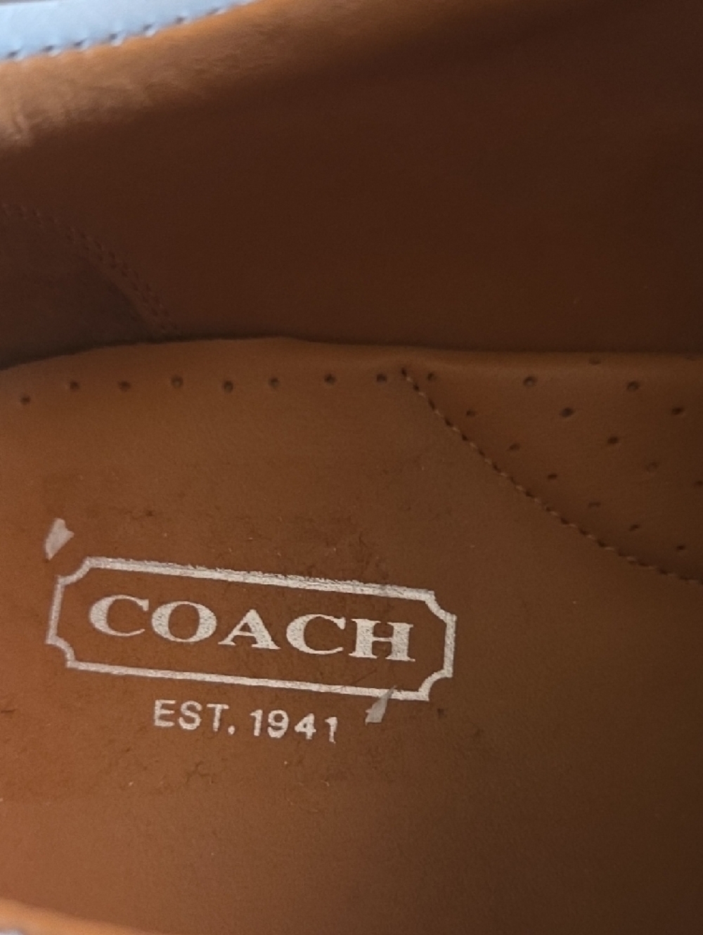 Coach Men’s Cream Suede & Leather Sneakers with Navy Stripe - Picture 2 of 8